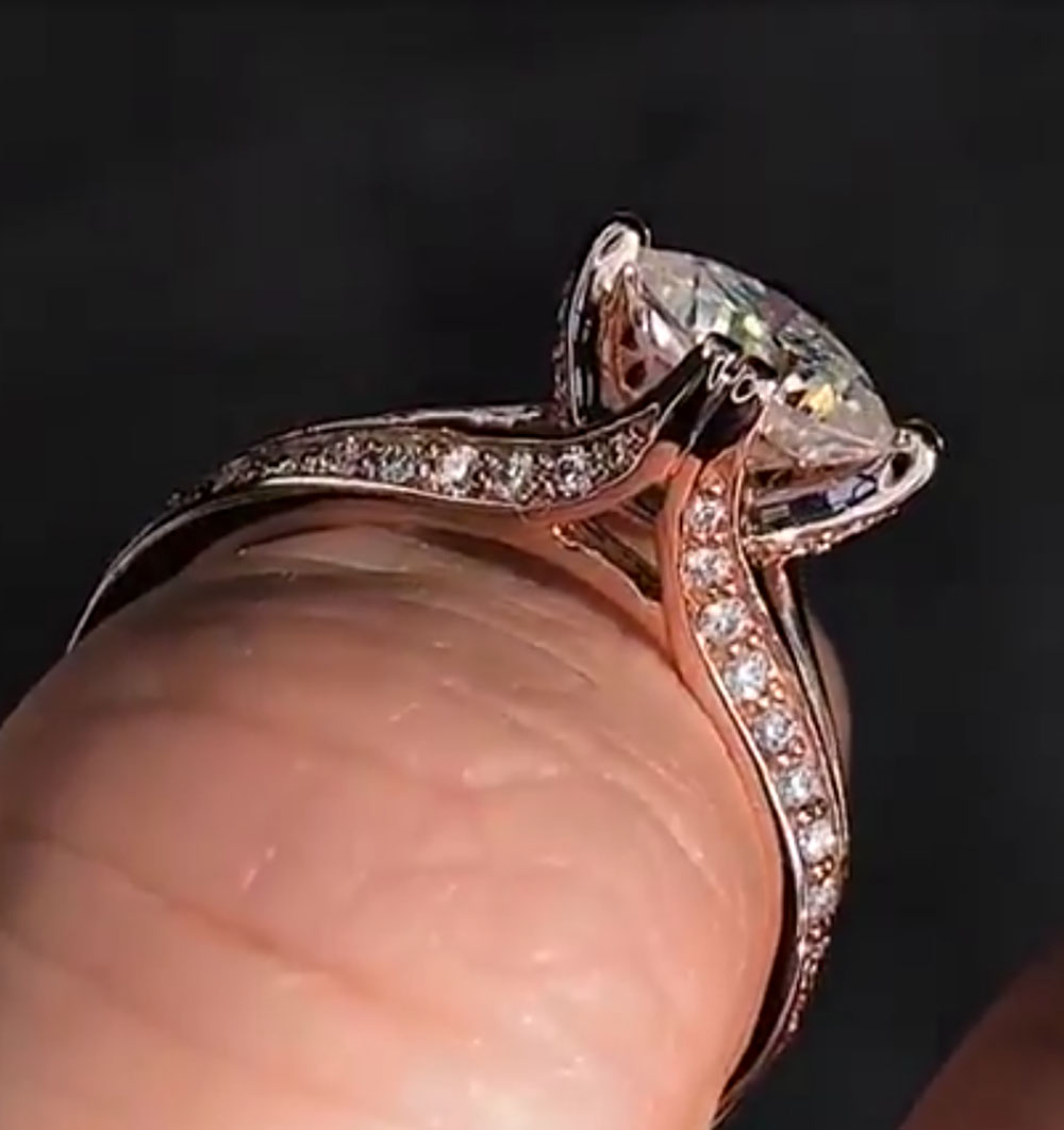 Moissanite Engagement Ring 1 Carat - Benutzerdefinierte Solid 10K Rose Gold Frauen