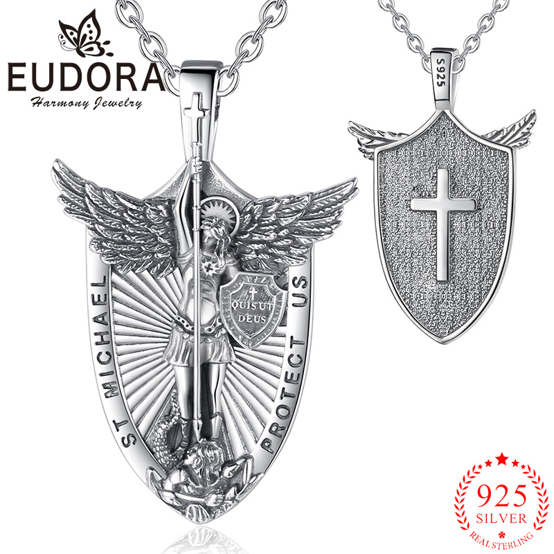 925 Sterling Silver Chain Necklace Men - Eudora Halskette aus 925er-Sterlingsilber, St. Michael