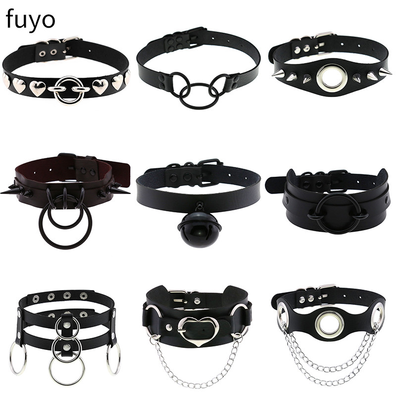 Goth Punk Spike Choker - Punk Glocken Schwarz Spike Halsband Halskette