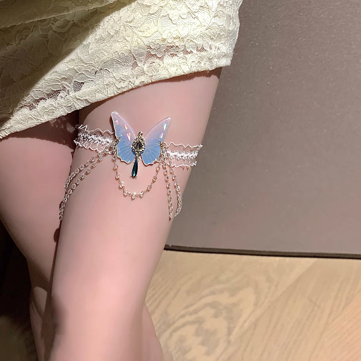 Body Jewelry - Modische Schmetterlings muster elastische Spitze Bein