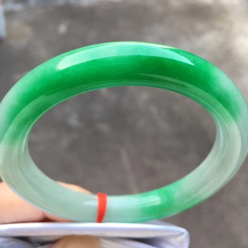 Bracelets - Natürliches Myanmar-Jade-Armband, runde Form, echt, eisähnliche