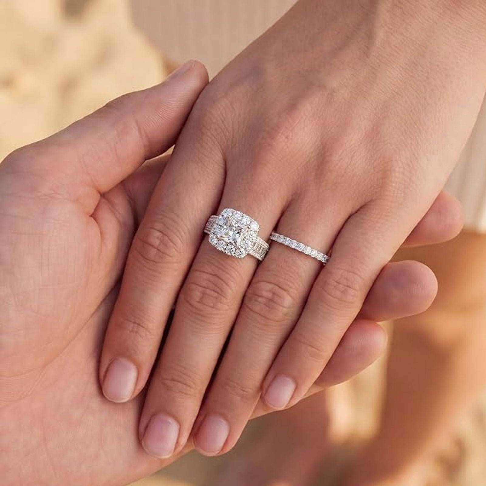 Newshe 2-teiliges 925 Silber E – Moissanite Engagement Ring 1 Carat Bewertung und Preis