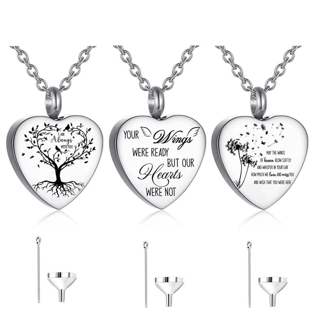 3-teiliges Urnen-Halskette aus – Heart Locket Necklace Photo Bewertung und Preis