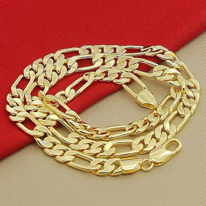 Halskette aus 18 Karat Gold au – 925 Sterling Silver Chain Necklace Men Bewertung und Preis