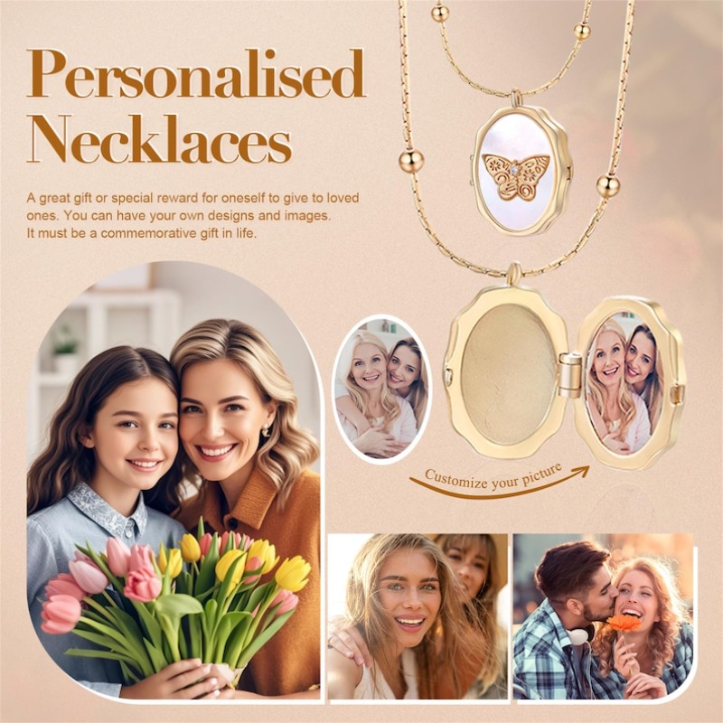 Personalisierte Engel-Medaillo – Heart Locket Necklace Photo Bewertung und Preis