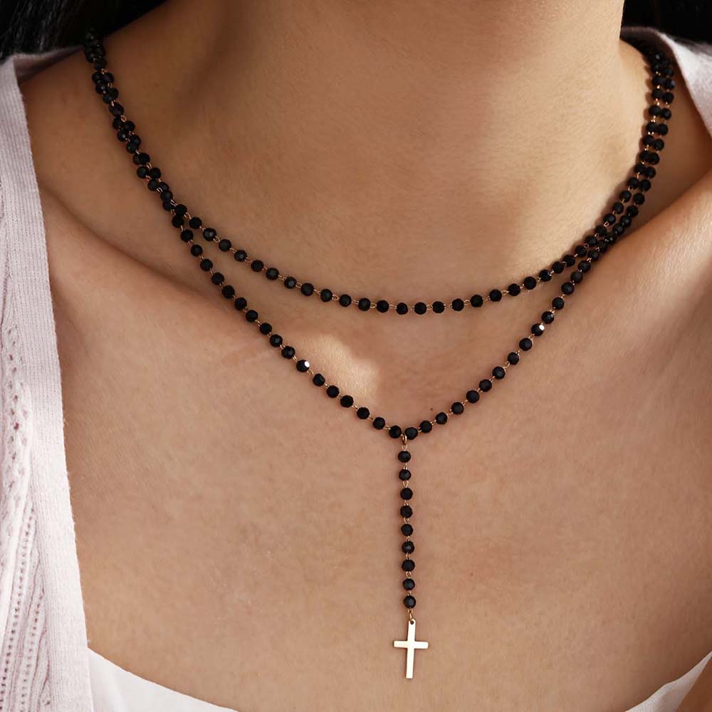 Gotische Doppelschichtige Schw – Layered Pendant Necklace Aesthetic Bewertung und Preis