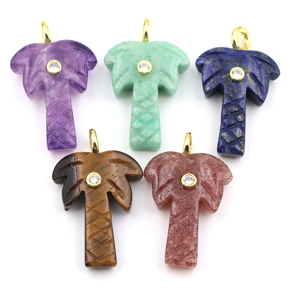 30mm Naturstein-Kokosnussbaum- – Crystal Pendant Necklace Natural Stone Bewertung und Preis