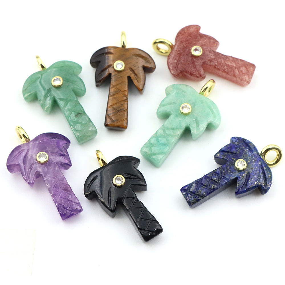 30mm Naturstein-Kokosnussbaum- – Crystal Pendant Necklace Natural Stone Bewertung und Preis